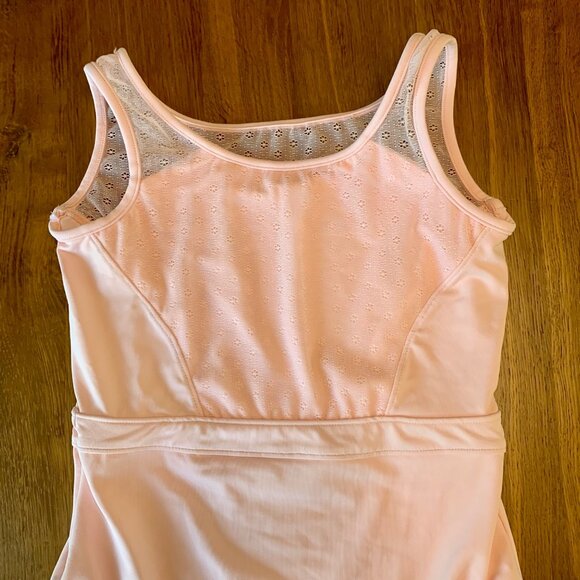 BLOCH Ballet Leotard Girls 12 Pale Pink Mesh Back Sleeveless Dance Leo Floral - Picture 3 of 6